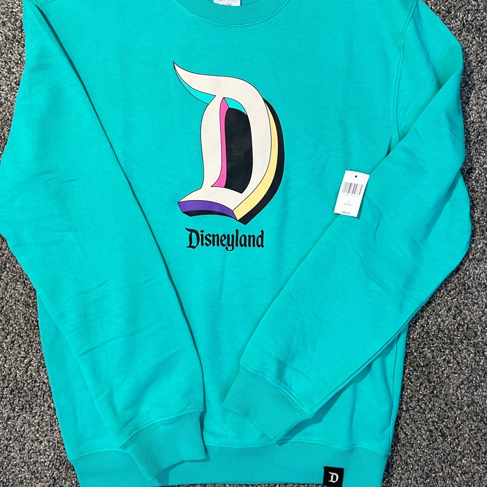 Disneyland Teal Crewneck Long Sleeve LightWeight Sweatshirt